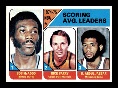 1975-76 Topps Kareem Abdul-Jabbar Bob McAdoo Rick Barry 