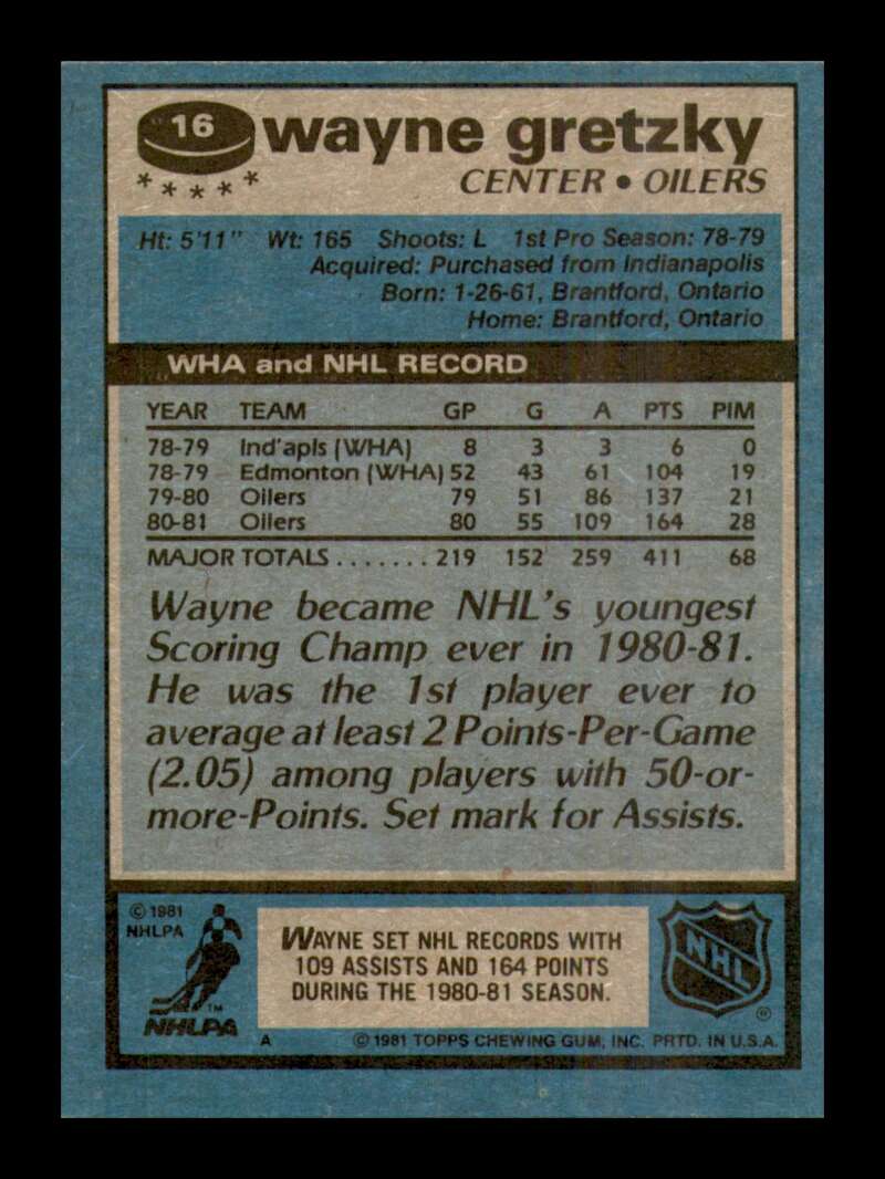 Load image into Gallery viewer, 1981-82 Topps Wayne Gretzky #16 3rd Year Edmonton Oilers NM Near Mint Image 2
