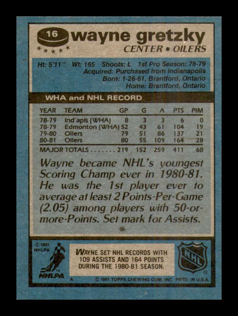 Load image into Gallery viewer, 1981-82 Topps Wayne Gretzky #16 3rd Year Edmonton Oilers NM Near Mint Image 2

