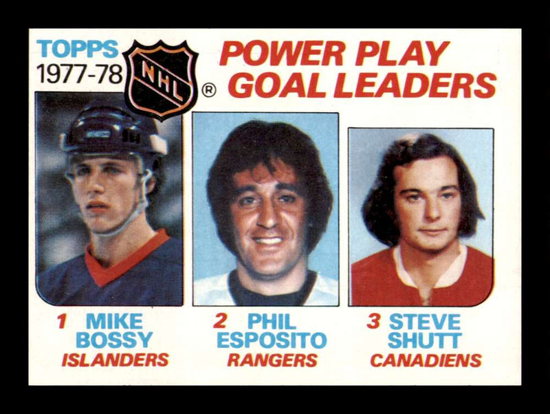 Load image into Gallery viewer, 1978-79 Topps Mike Bossy Phil Esposito Steve Shutt #67 Leaders Rookie RC NM Near Mint Image 1
