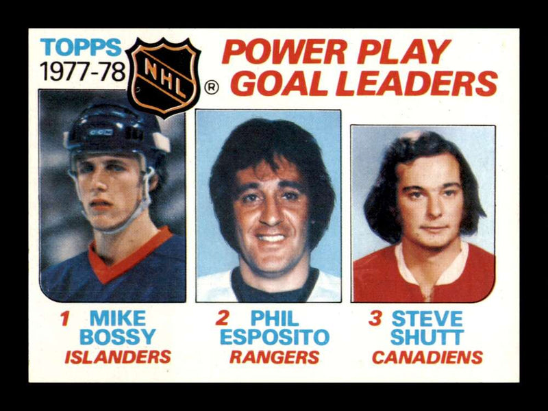 Load image into Gallery viewer, 1978-79 Topps Mike Bossy Phil Esposito Steve Shutt #67 Leaders Rookie RC Small Wrinkle Image 1
