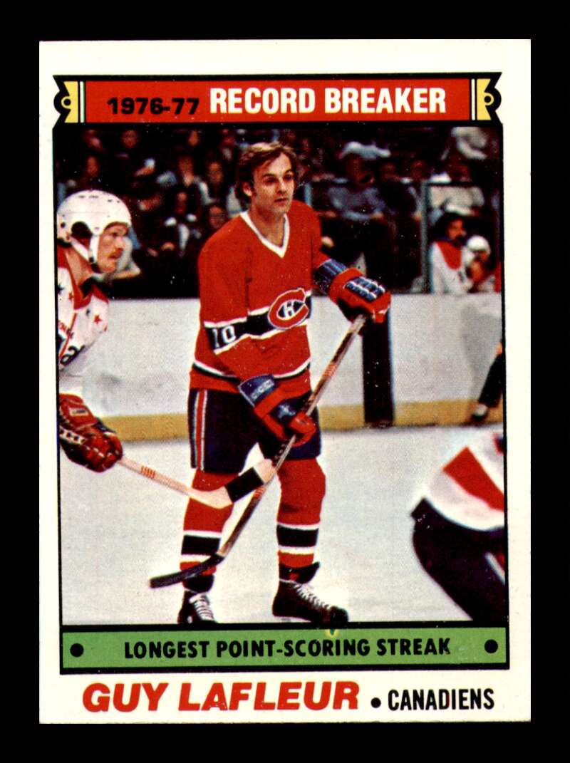 Load image into Gallery viewer, 1977-78 Topps Guy Lafleur #216 Record Breaker Montreal Canadiens NM Near Mint Image 1
