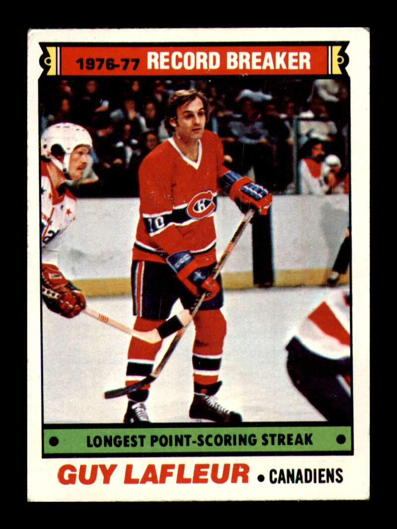Load image into Gallery viewer, 1977-78 Topps Guy Lafleur #216 Record Breaker Montreal Canadiens EX-EXMINT Image 1
