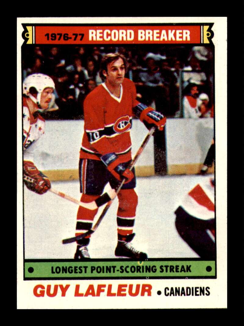 Load image into Gallery viewer, 1977-78 Topps Guy Lafleur #216 Record Breaker Montreal Canadiens NM Near Mint Image 1
