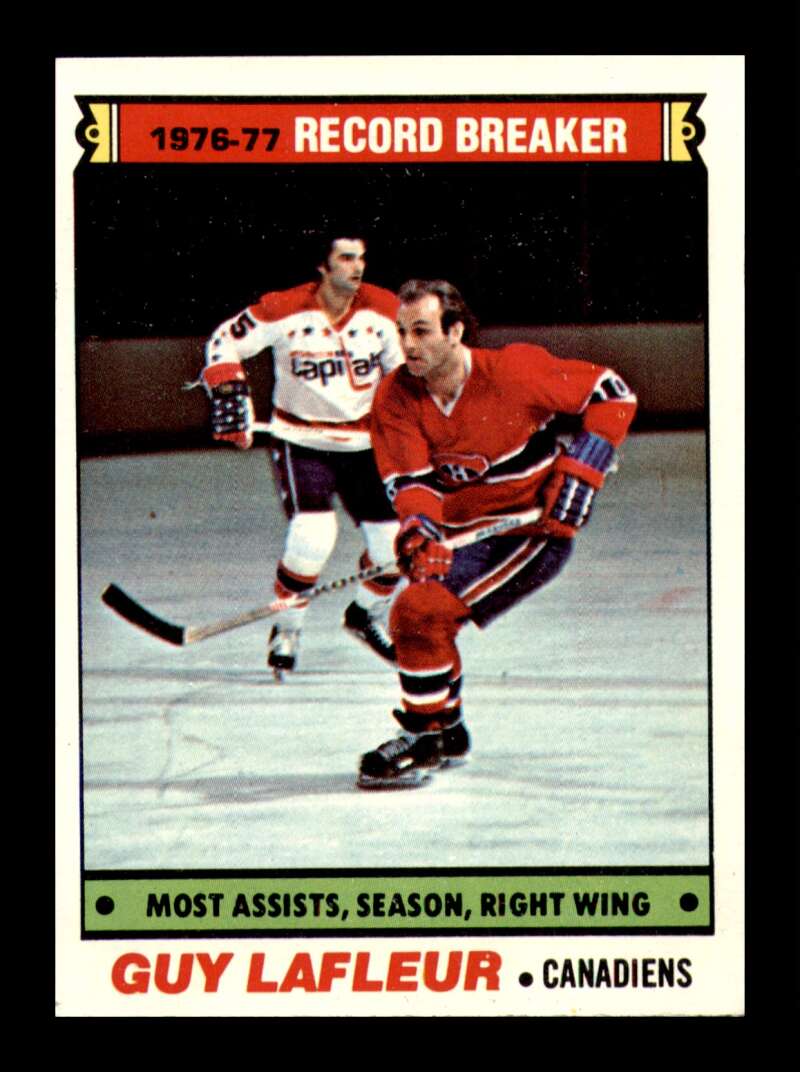 Load image into Gallery viewer, 1977-78 Topps Guy Lafleur #218 Record Breaker Montreal Canadiens EX-EXMINT Image 1
