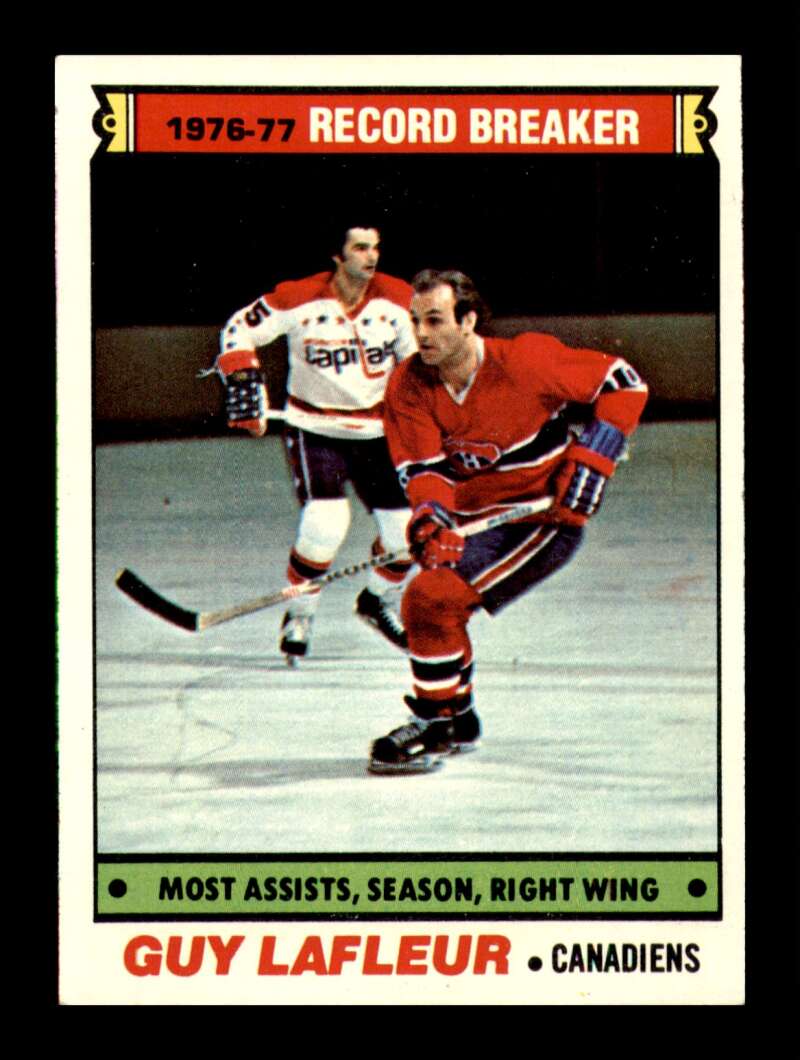 Load image into Gallery viewer, 1977-78 Topps Guy Lafleur #218 Record Breaker Montreal Canadiens NM Near Mint Image 1
