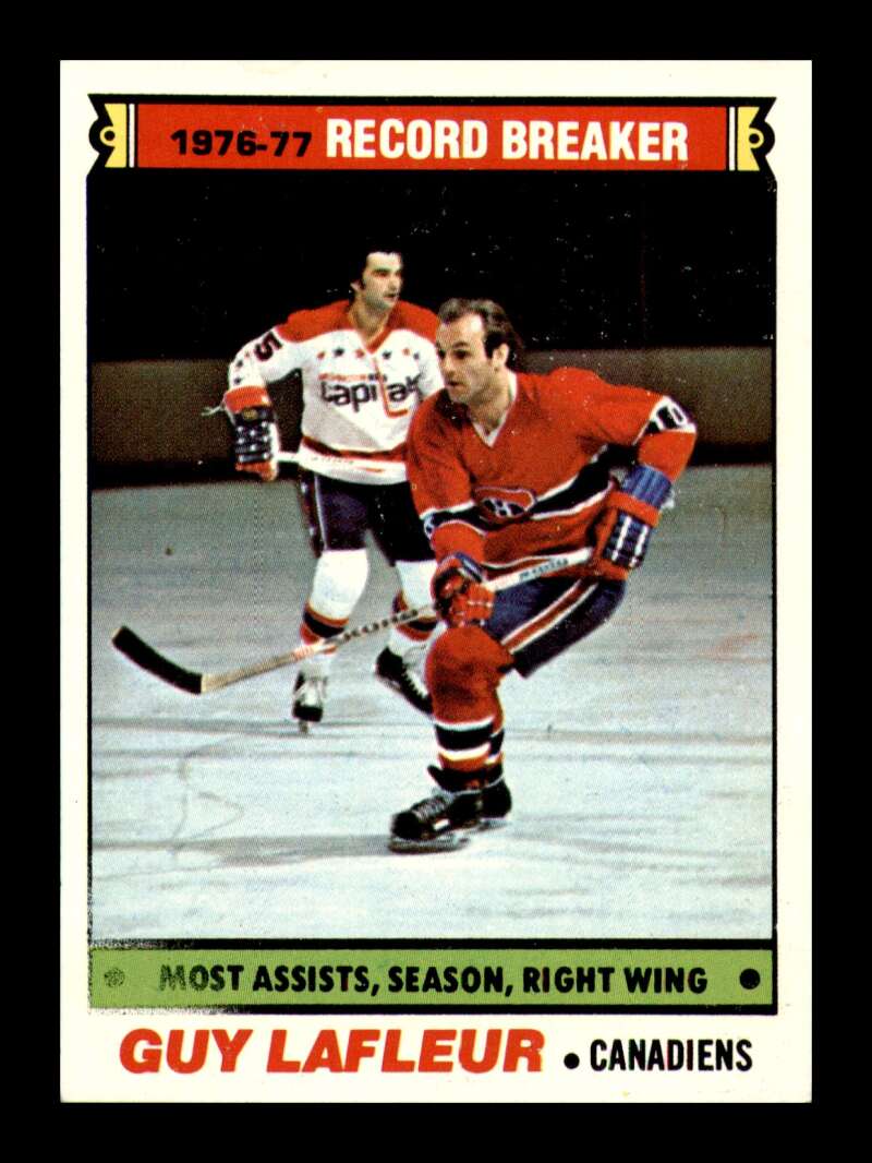 Load image into Gallery viewer, 1977-78 Topps Guy Lafleur #218 Record Breaker Montreal Canadiens NM Near Mint Image 1
