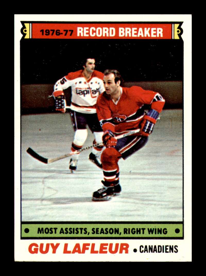 Load image into Gallery viewer, 1977-78 Topps Guy Lafleur #218 Record Breaker Montreal Canadiens EX-EXMINT Image 1
