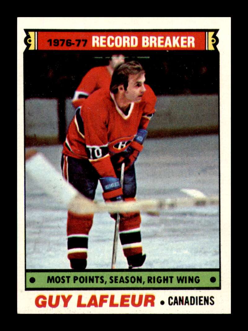 Load image into Gallery viewer, 1977-78 Topps Guy Lafleur #214 Record Breaker Montreal Canadiens NM Near Mint Image 1
