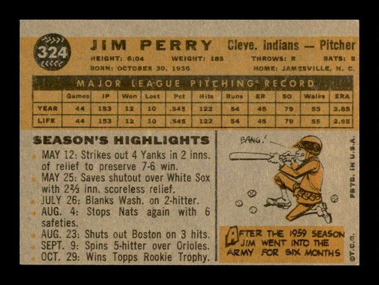 1960 Topps Jim Perry 