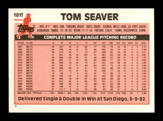1983 Topps Traded Tom Seaver 