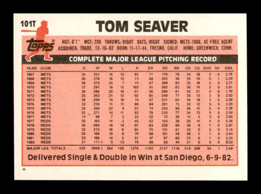 1983 Topps Traded Tom Seaver 