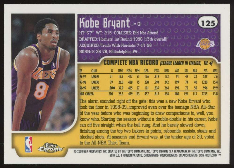 Load image into Gallery viewer, 1999-00 Topps Chrome Kobe Bryant #125 Los Angeles Lakers NM Near Mint Image 2
