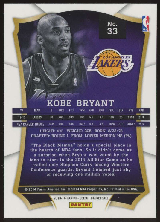 2013-14 Panini Select Kobe Bryant 
