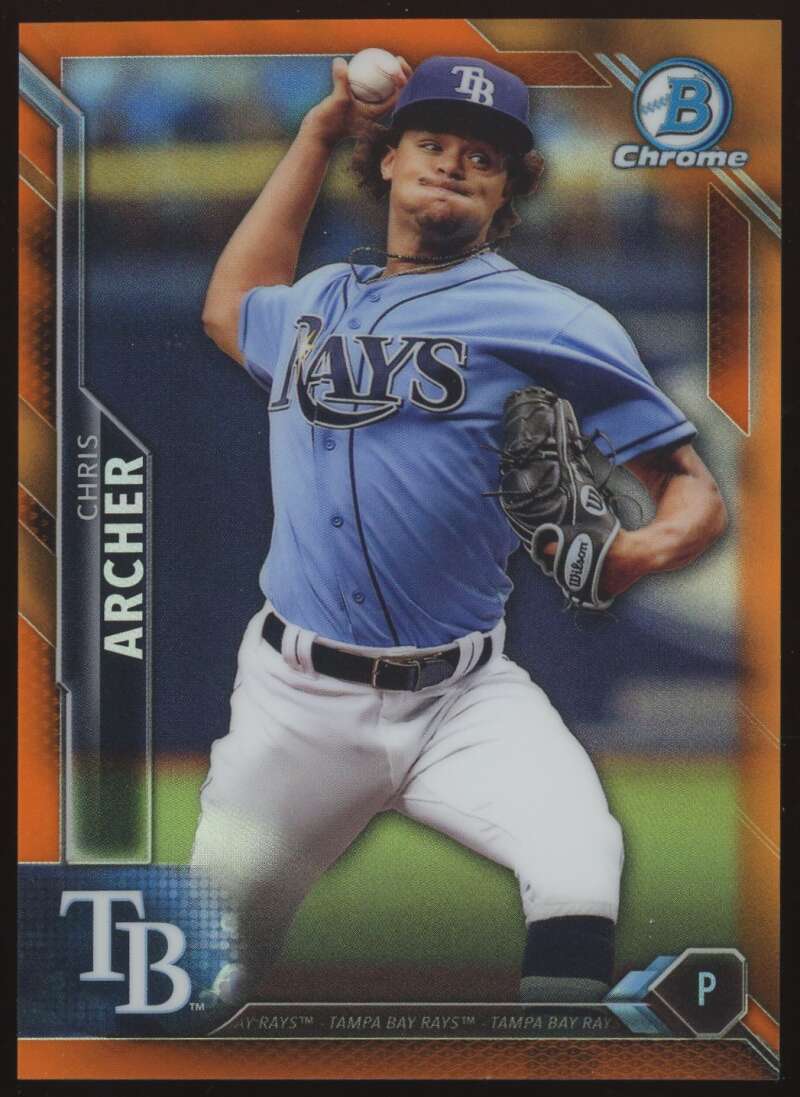 Load image into Gallery viewer, 2016 Bowman Chrome Orange Refractor Chris Archer #65 Tampa Bay Rays /25  Image 1
