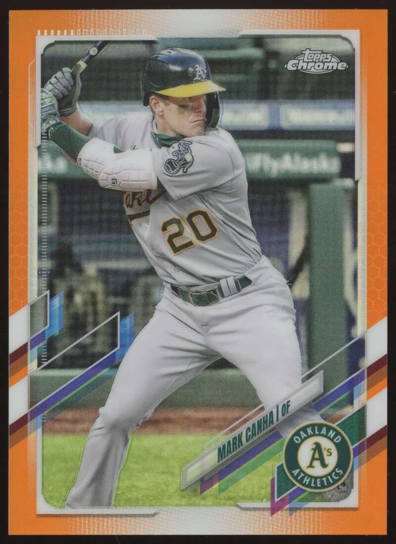 Load image into Gallery viewer, 2021 Topps Chrome Orange Refractor Mark Canha #37 Oakland Athletics /25  Image 1
