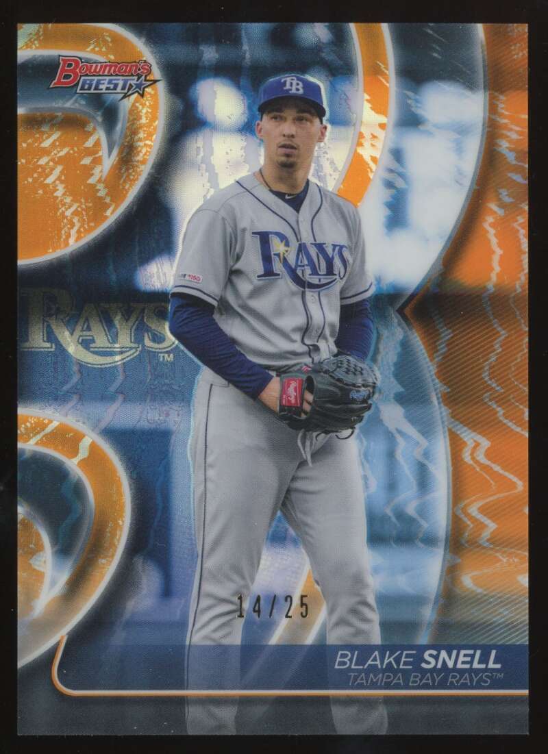 Load image into Gallery viewer, 2020 Bowman&#39;s Best Orange Refractor Blake Snell #28 Tampa Bay Rays /25  Image 1
