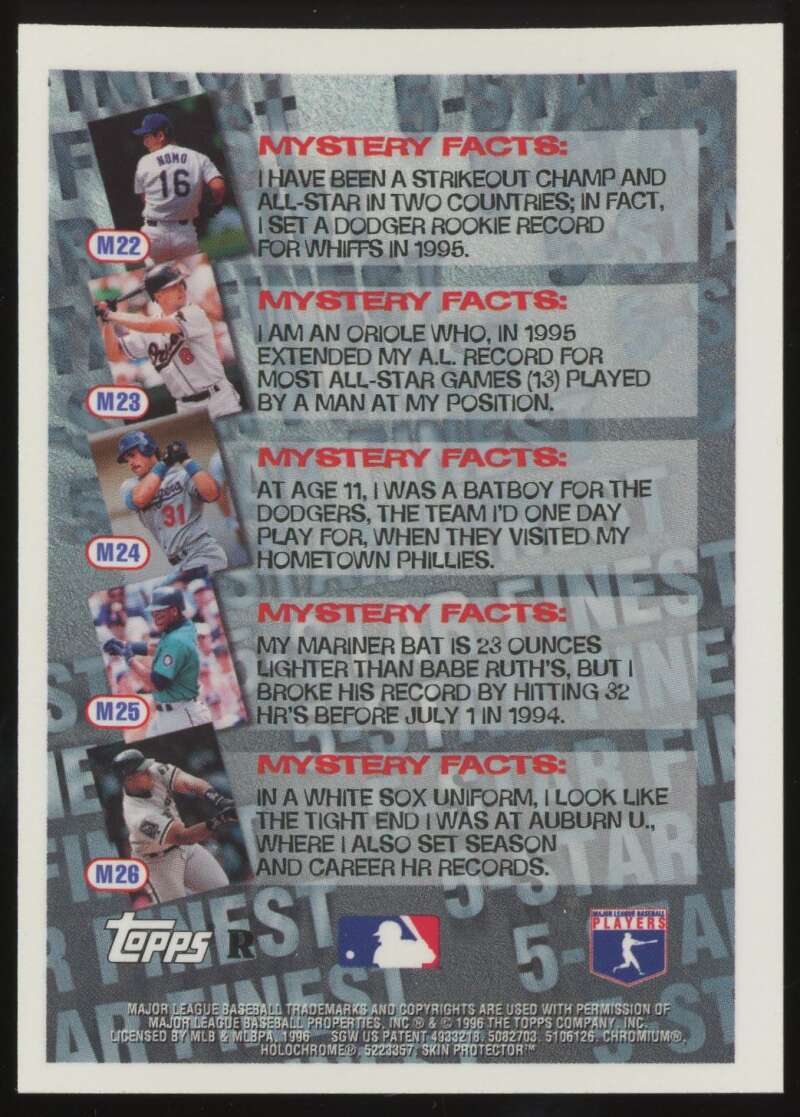 Load image into Gallery viewer, 1996 Topps Mystery Finest Refractor Ken Griffey Jr #M25 Mariners 5 Star Finest Image 2
