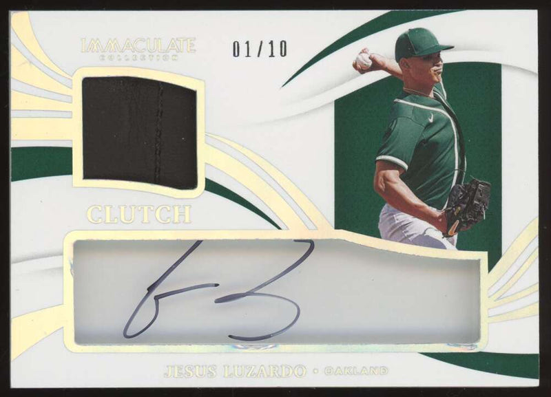 Load image into Gallery viewer, 2021 Panini Immaculate Clutch Patch Auto Gold Jesus Luzardo #CCM-JL Oakland Athletics /10  Image 1
