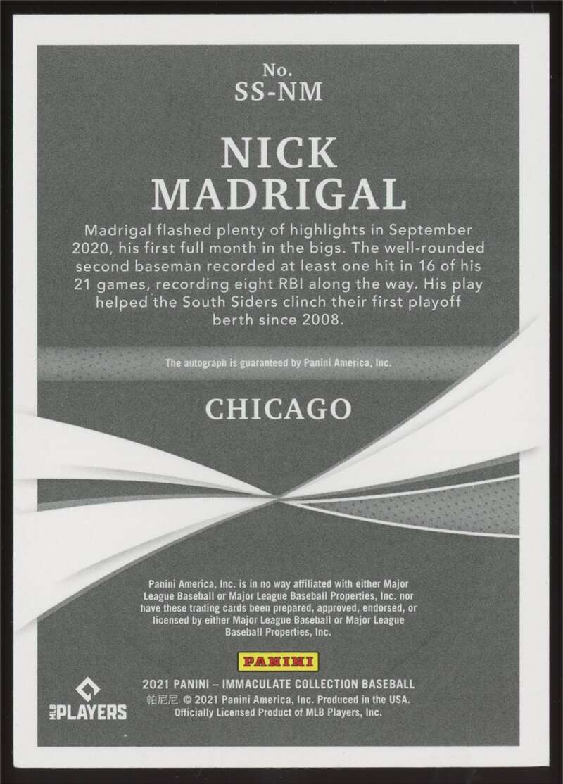Load image into Gallery viewer, 2021 Panini Immaculate Shadowbox Holo Silver Auto Nick Madrigal #SS-NM Chicago White Sox Rookie RC /25  Image 2
