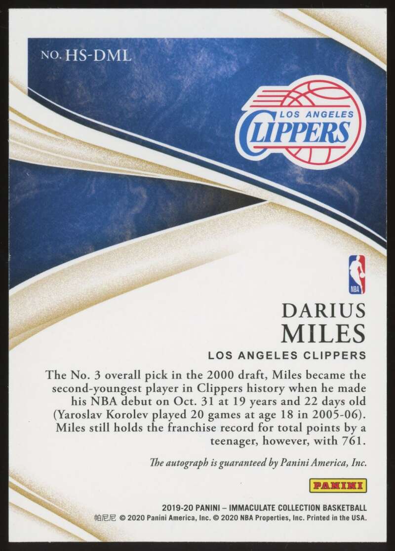 Load image into Gallery viewer, 2019-20 Panini Immaculate Heralded Signatures Auto Darius Miles #HS-DML Los Angeles Clippers Autograph /75  Image 2
