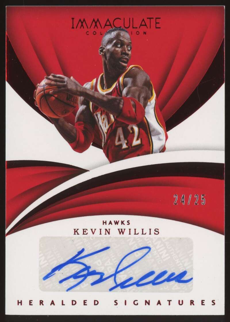 Load image into Gallery viewer, 2017-18 Panini Immaculate Heralded Signatures Red Auto Kevin Willis #HS-KWL Atlanta Hawks Autograph /25  Image 1
