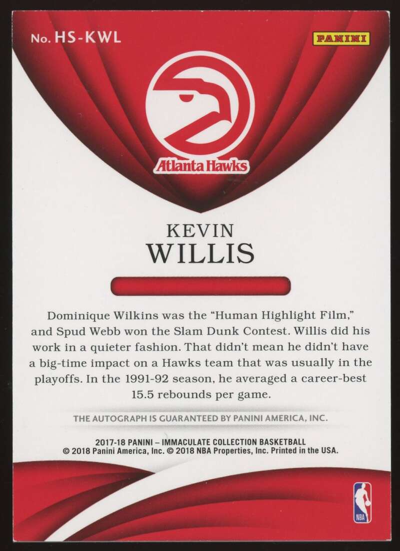 Load image into Gallery viewer, 2017-18 Panini Immaculate Heralded Signatures Red Auto Kevin Willis #HS-KWL Atlanta Hawks Autograph /25  Image 2
