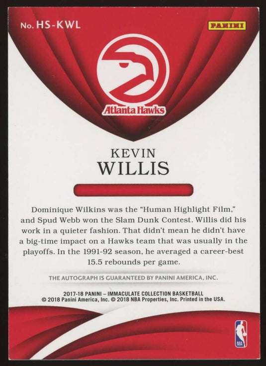 2017-18 Panini Immaculate Heralded Signatures Red Auto Kevin Willis