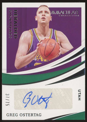 2020-21 Panini Immaculate Heralded Signatures Auto Greg Ostertag 