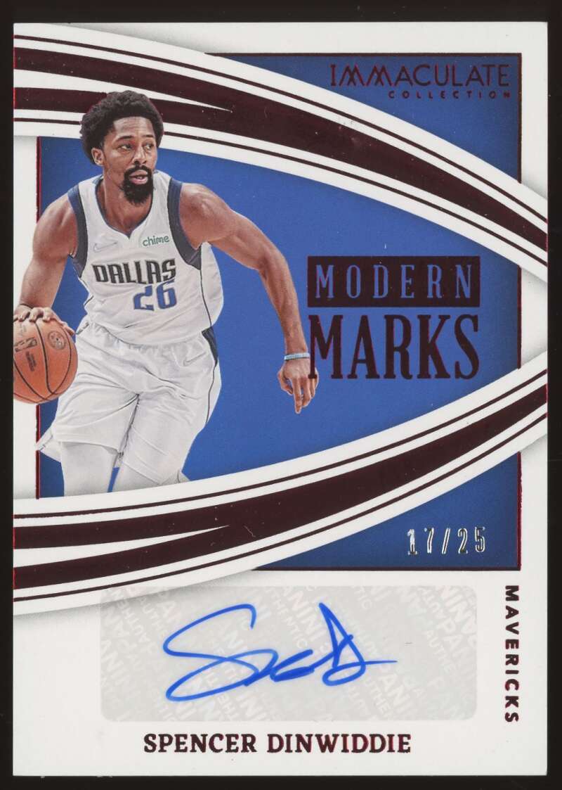 Load image into Gallery viewer, 2021-22 Panini Immaculate Modern Marks Red Auto Spencer Dinwiddie #MM-SDW Dallas Mavericks Autograph /25  Image 1
