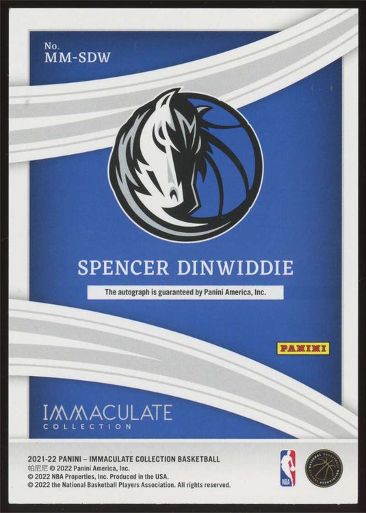 2021-22 Panini Immaculate Modern Marks Red Auto Spencer Dinwiddie 