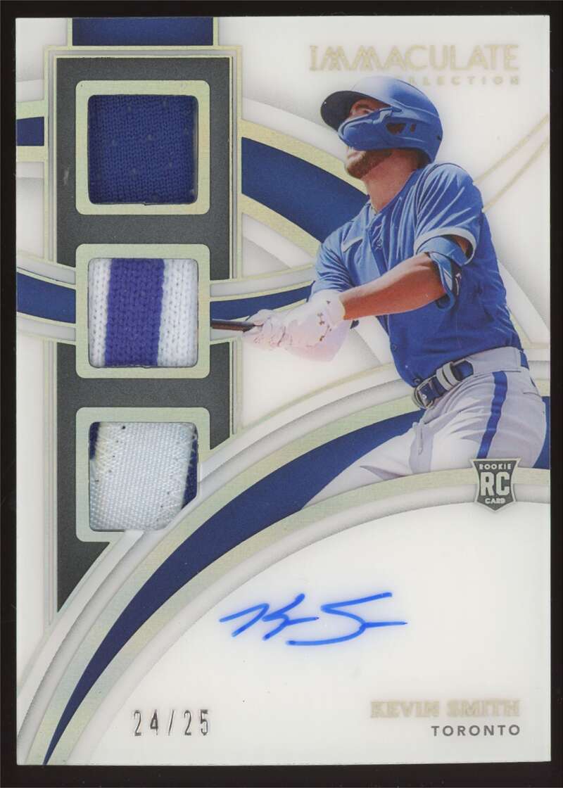 Load image into Gallery viewer, 2022 Panini Immaculate Rookie Triple Patch Auto Holo Silver Kevin Smith #RTMS-KS Toronto Blue Jays RC RPA /25  Image 1
