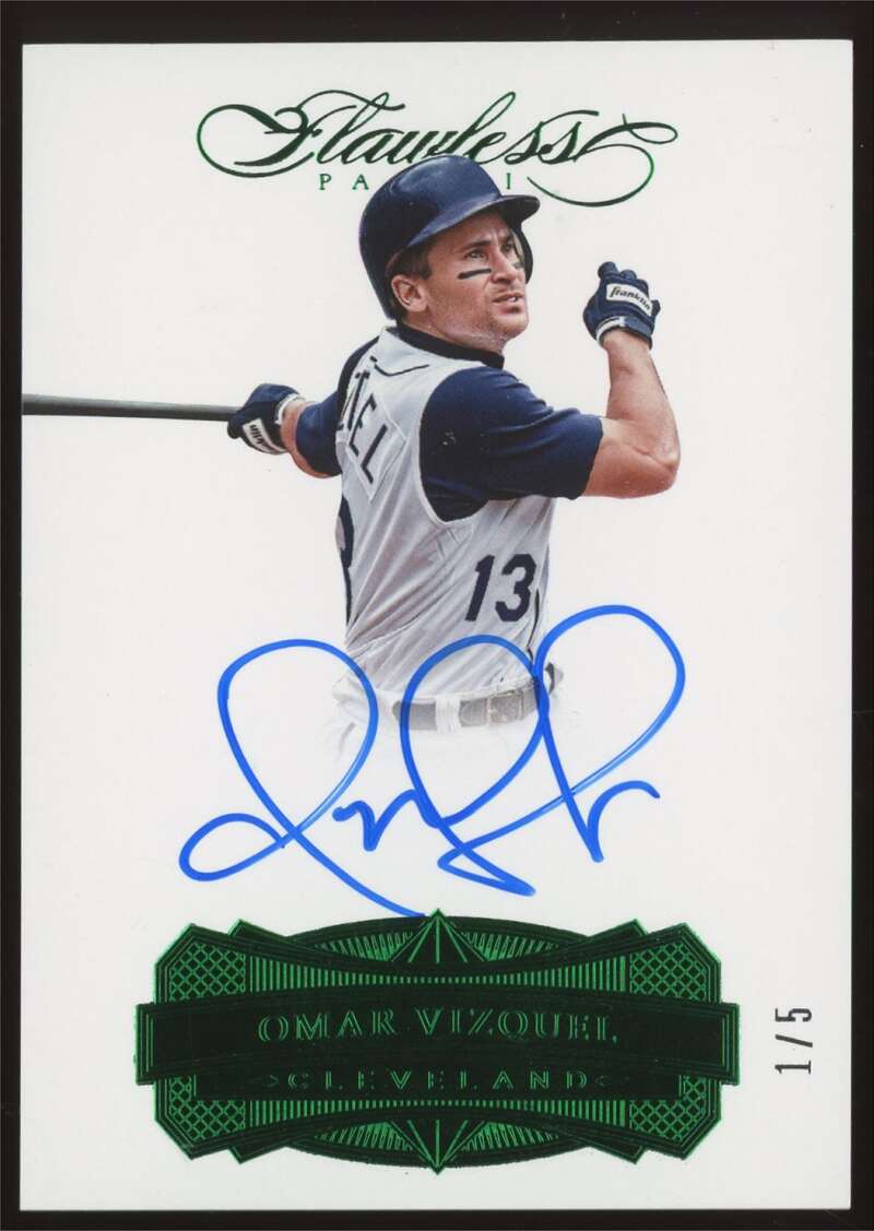 Load image into Gallery viewer, 2017 Panini Flawless Emerald Auto Omar Vizquel #FS-OV Cleveland Indians Autograph /5  Image 1
