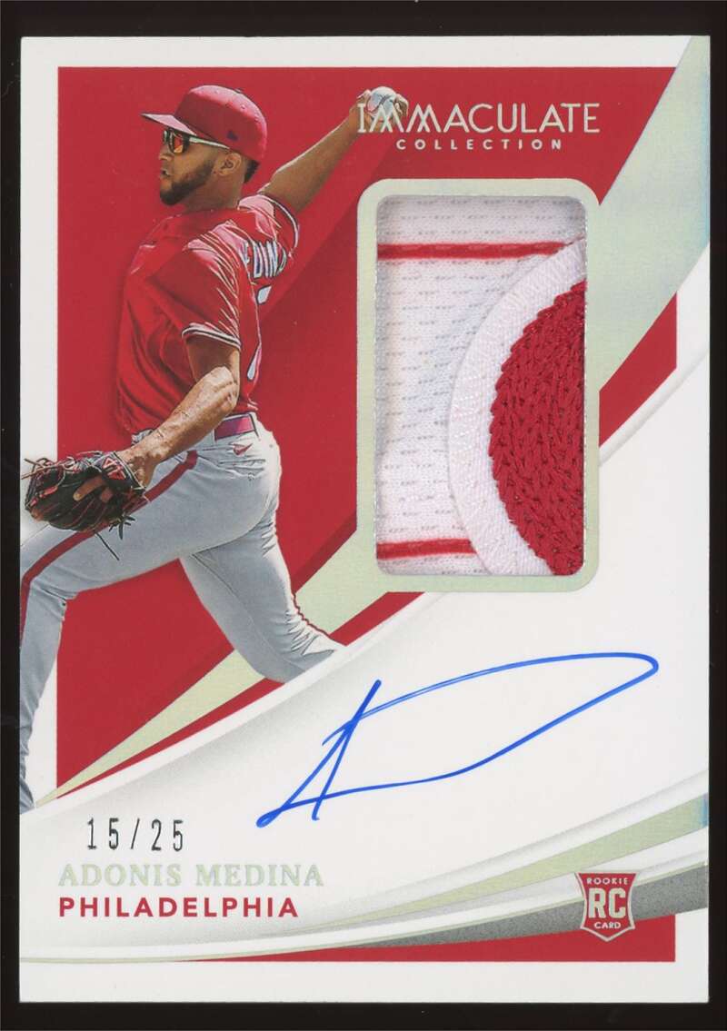 Load image into Gallery viewer, 2021 Panini Immaculate Rookie Patch Auto Holo Silver Adonis Medina #130 Philadelphia Phillies RC RPA /25  Image 1
