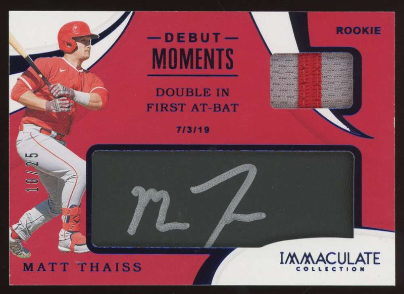 Load image into Gallery viewer, 2020 Panini Immaculate Rookie Patch Auto Blue Matt Thaiss #DM-MT Los Angeles Angels Relic RC RPA /25  Image 1
