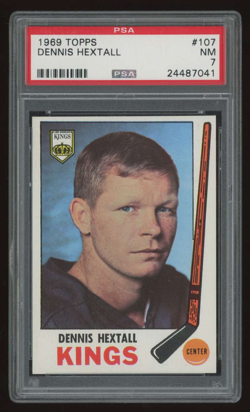 Load image into Gallery viewer, 1969-70 Topps Dennis Hextall #107 Los Angeles Kings Rookie RC PSA 7 Image 1
