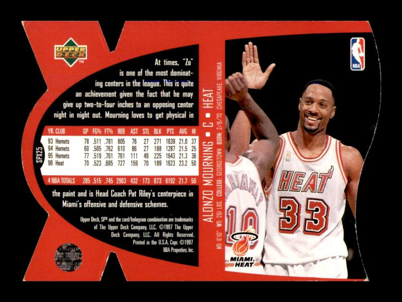 Load image into Gallery viewer, 1997-98 Upper Deck SPx Gold Die Cut Alonzo Mourning #SPX25 Miami Heat  Image 2
