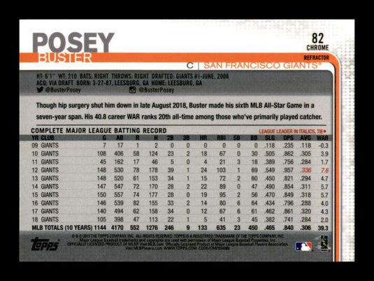 2019 Topps Chrome Refractor Buster Posey