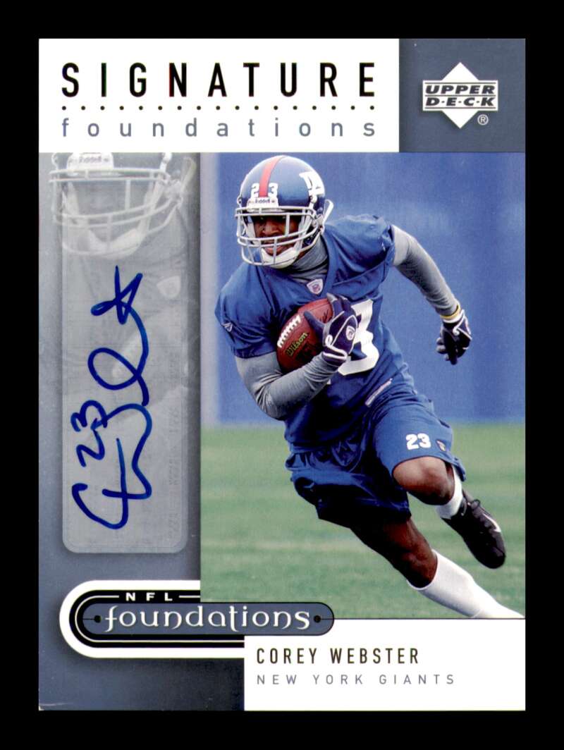 Load image into Gallery viewer, 2005 Upper Deck Foundations Silver Auto Corey Webster #SF-CO New York Giants Rookie RC Image 1
