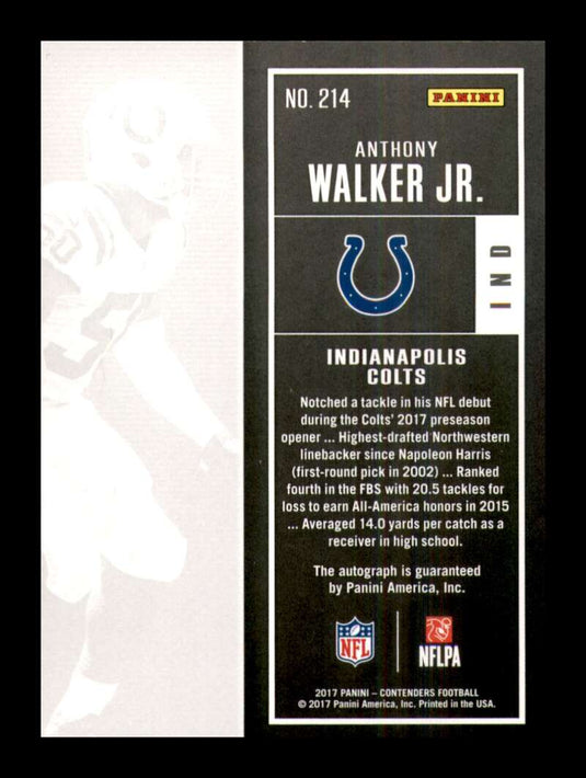 2017 Panini Contenders Auto Anthony Walker Jr. 