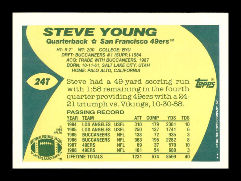 Load image into Gallery viewer, 1989 Topps Traded Steve Young #24T San Francisco 49ers NM Near Mint Image 2
