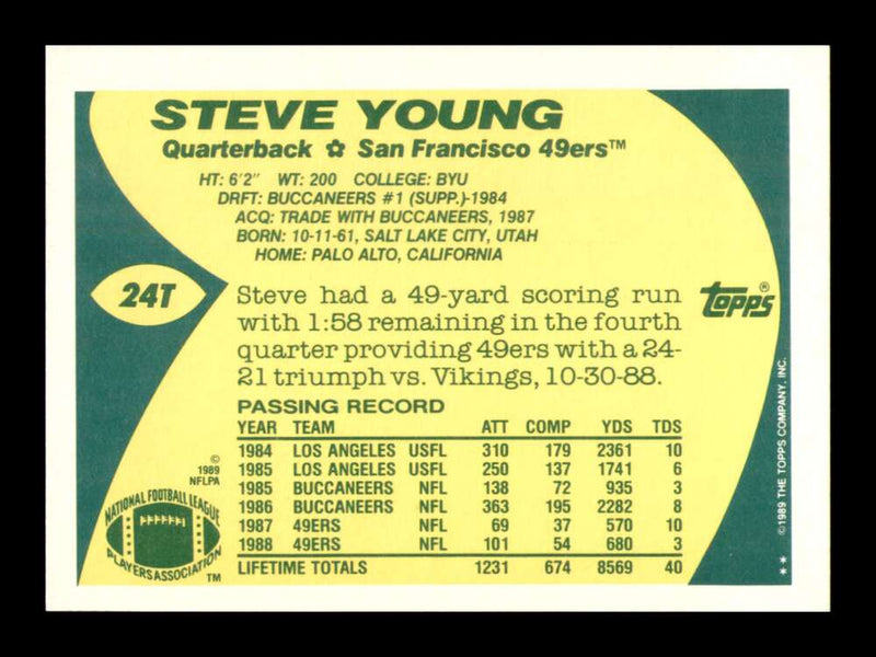 Load image into Gallery viewer, 1989 Topps Traded Steve Young #24T San Francisco 49ers NM Near Mint Image 2
