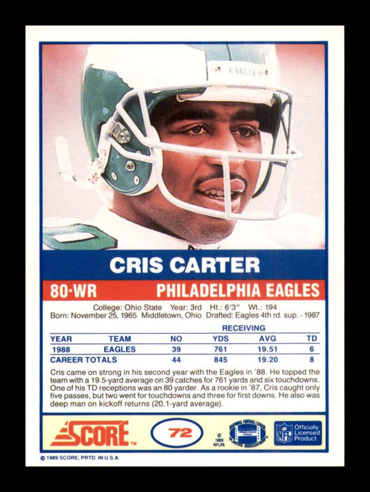 1989 Score Cris Carter 
