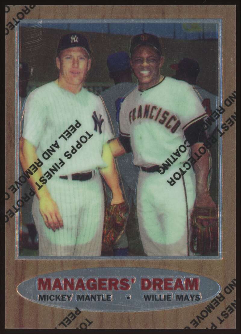 Load image into Gallery viewer, 1997 Topps Finest Mickey Mantle Willie Mays #33 Yankees Giants 1962 Topps #18 Image 1
