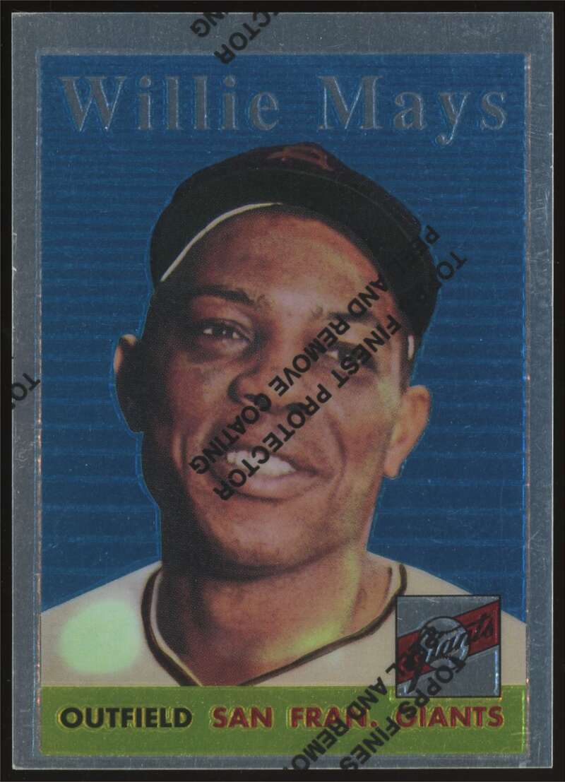 Load image into Gallery viewer, 1997 Topps Finest Willie Mays #10 San Francisco Giants 1958 Topps #5 Image 1
