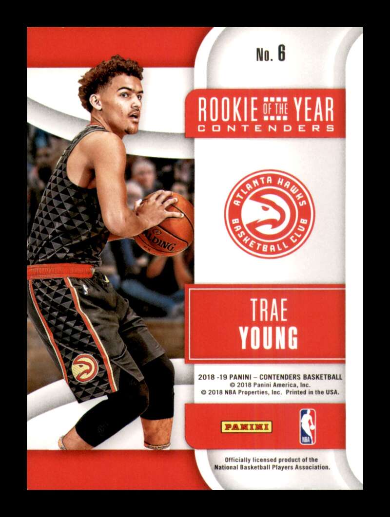 Load image into Gallery viewer, 2018-19 Panini Contenders Rookie of the Year Trae Young #6 Atlanta Hawks RC Image 2
