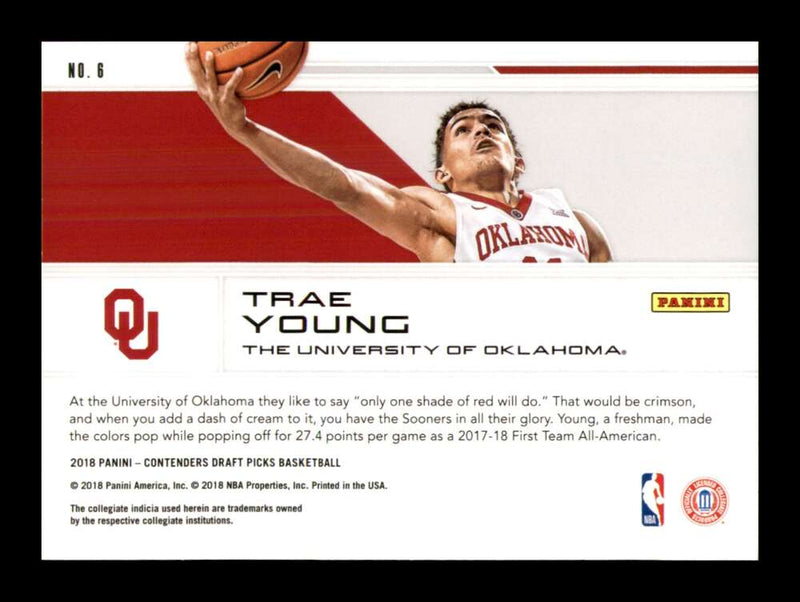 Load image into Gallery viewer, 2018-19 Panini Contenders Draft School Colors Trae Young #6 Atlanta Hawks Rookie RC Image 2
