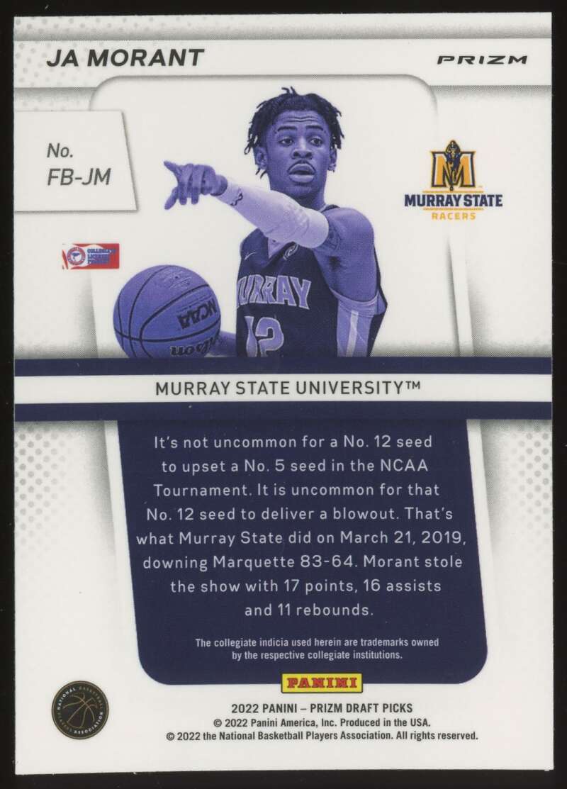 Load image into Gallery viewer, 2022-23 Panini Prizm Draft Flashback Prizms Silver Ja Morant #14 Murray State Racers  Image 2
