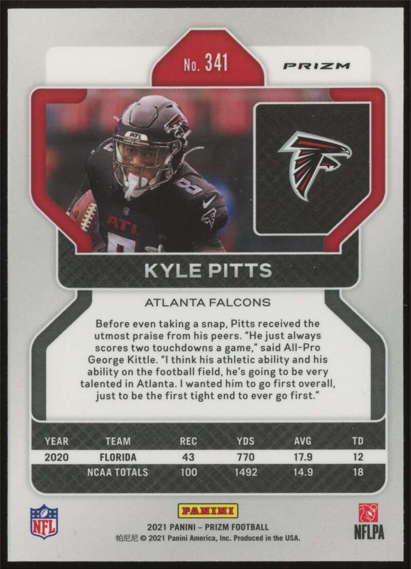 Load image into Gallery viewer, 2021 Panini Prizm Neon Green Pulsar Prizm Kyle Pitts #341 Atlanta Falcons Rookie RC  Image 2
