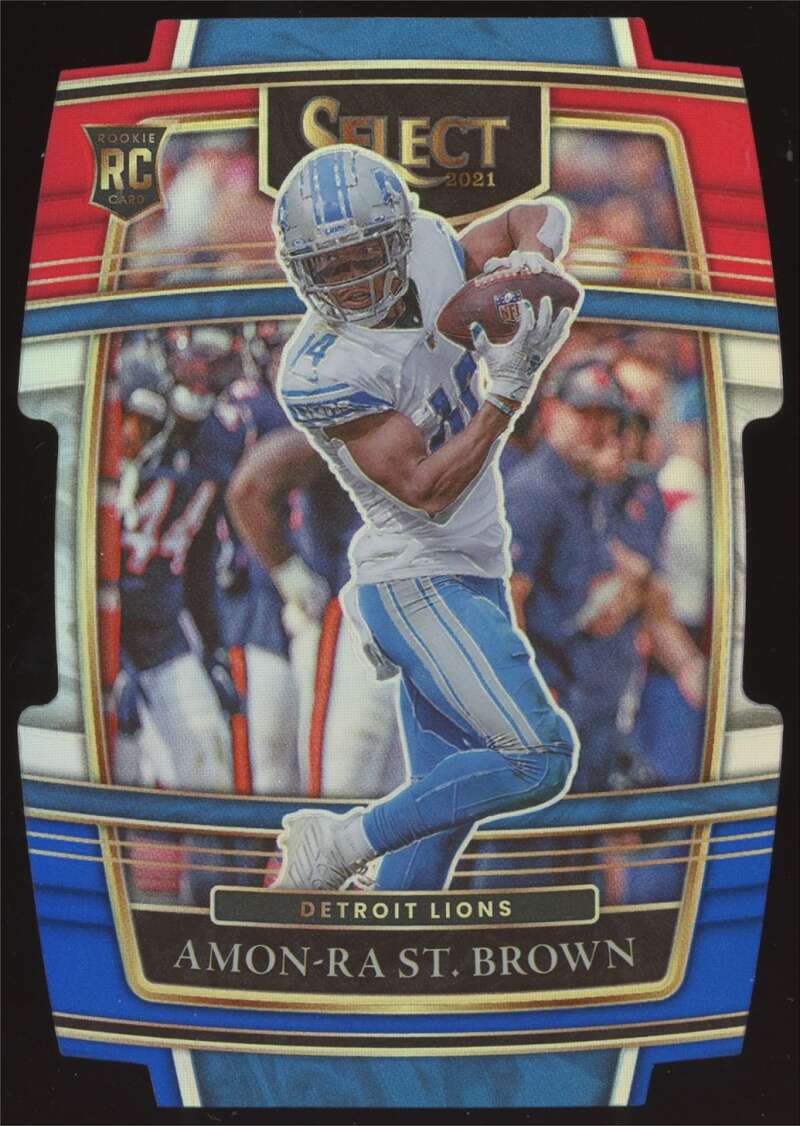 Load image into Gallery viewer, 2021 Panini Select Red Blue Prizm Die Cut Amon-Ra St. Brown #73 Detroit Lions Rookie RC Image 1
